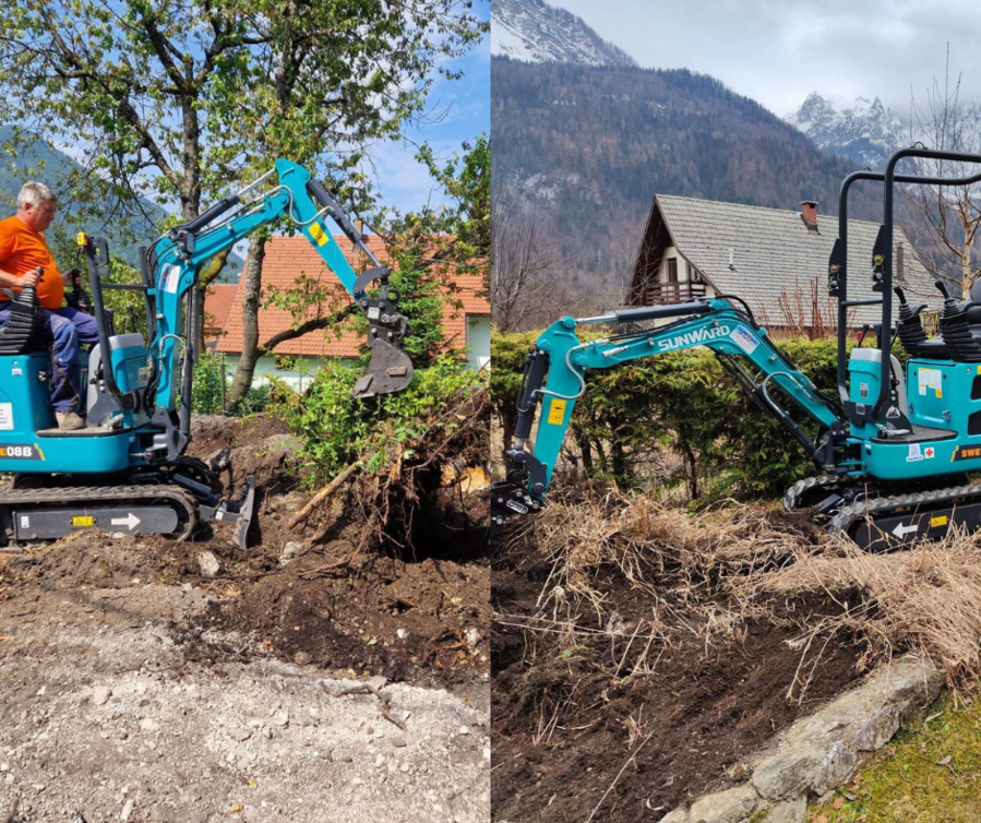 lucrari cu cel mai mic excavator